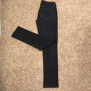 Paige Straight leg dark wash denim.